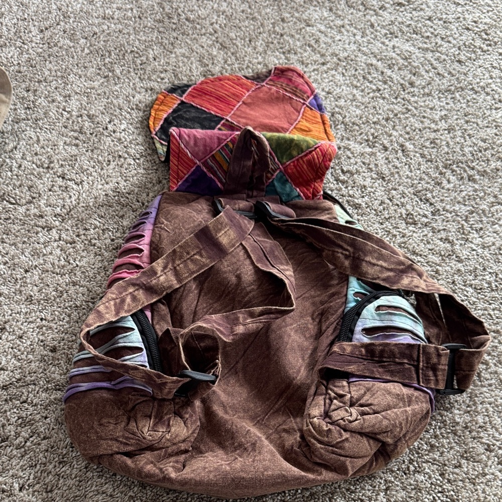 Patchwork Backpack with Multicolor Design - image 4